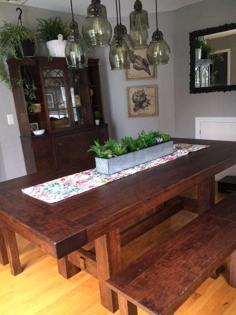 The Wellington Trestle Table with the Heidi Expandable Bench