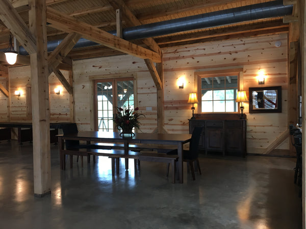 Denver Leg Table and Candice Sideboard in event barn
