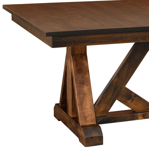 Solid wood trestle dining best sale table set